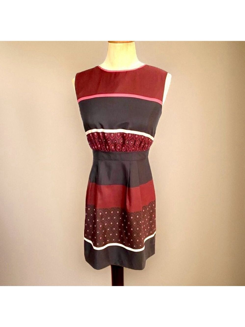 Ann Taylor LOFT Sleeveless Shift Dress Navy Maroon Burgundy Petite XS / 0P NWOT